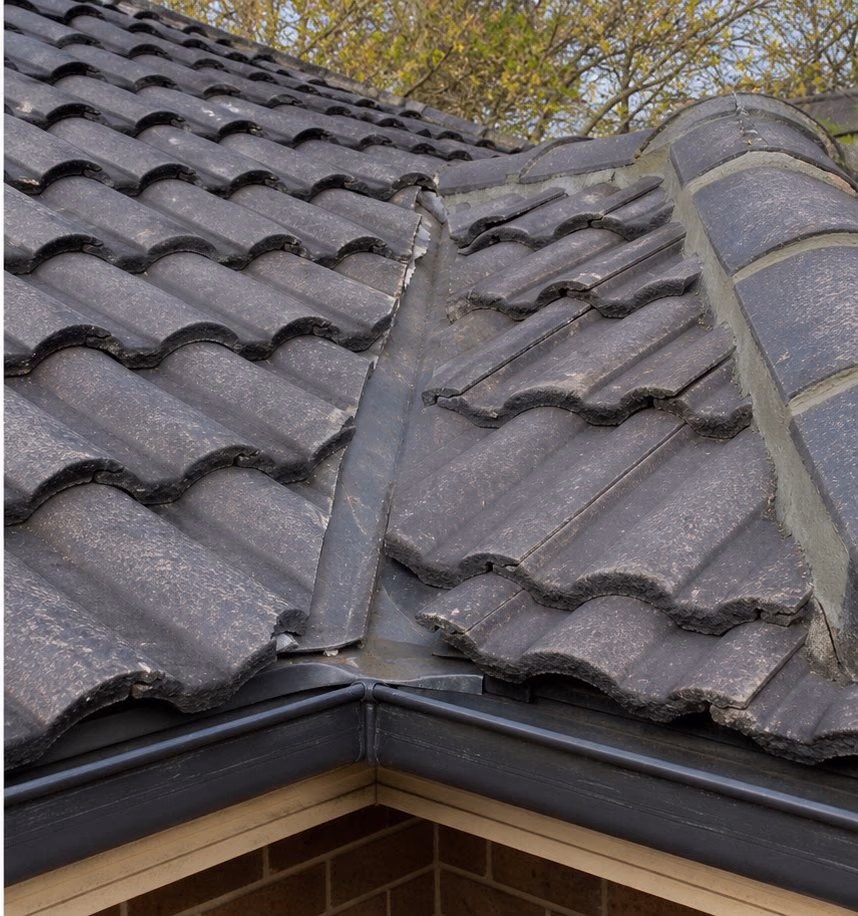 The same tiled roof visualised after repair